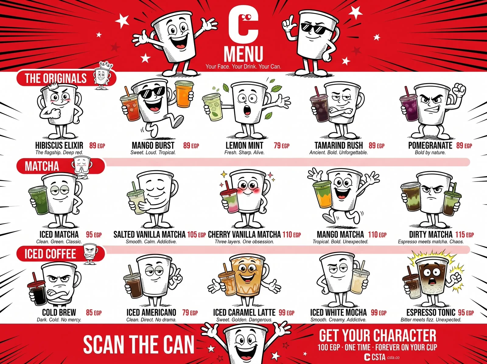 CSTA full menu design