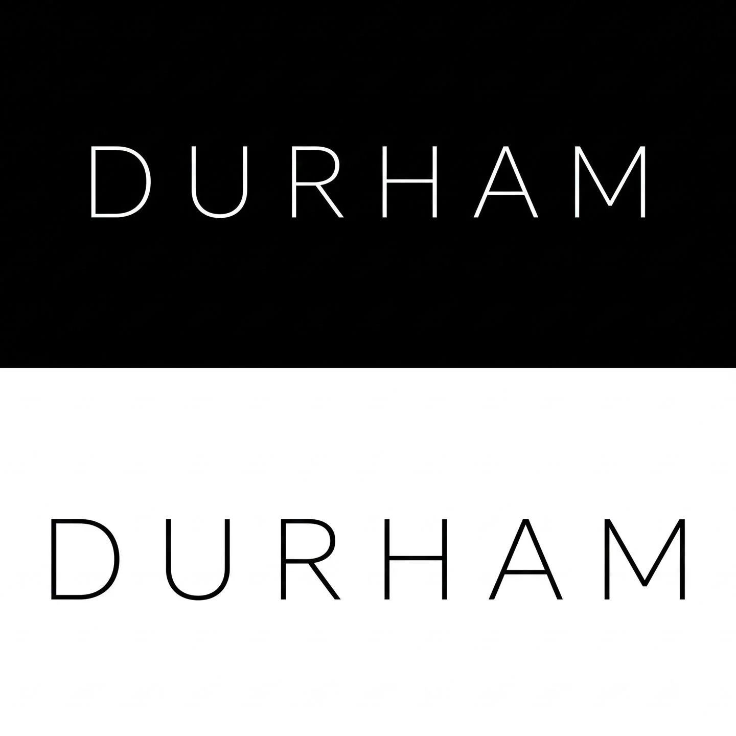DURHAM brand identity — black and white hero