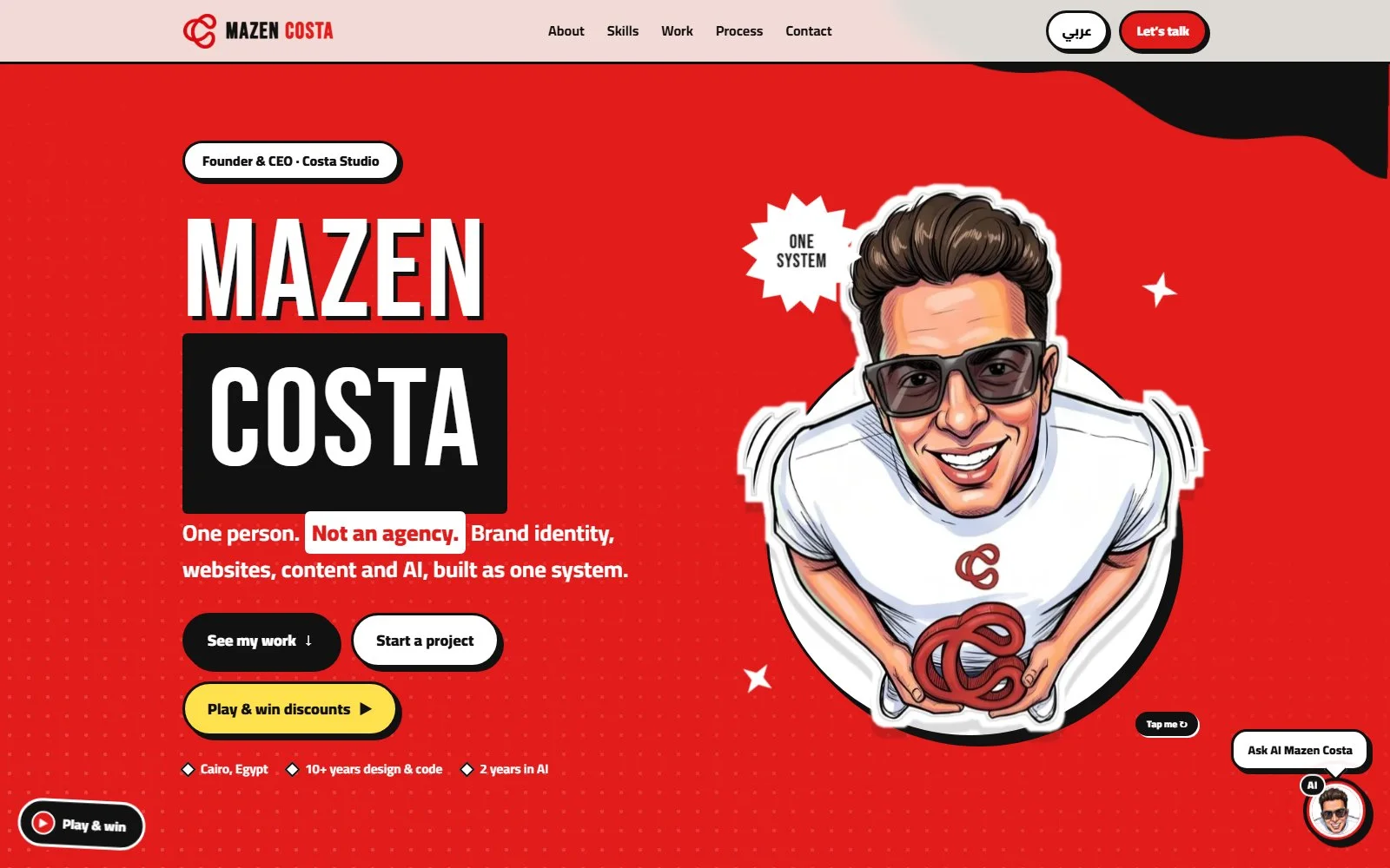Mazen Costa Portfolio homepage