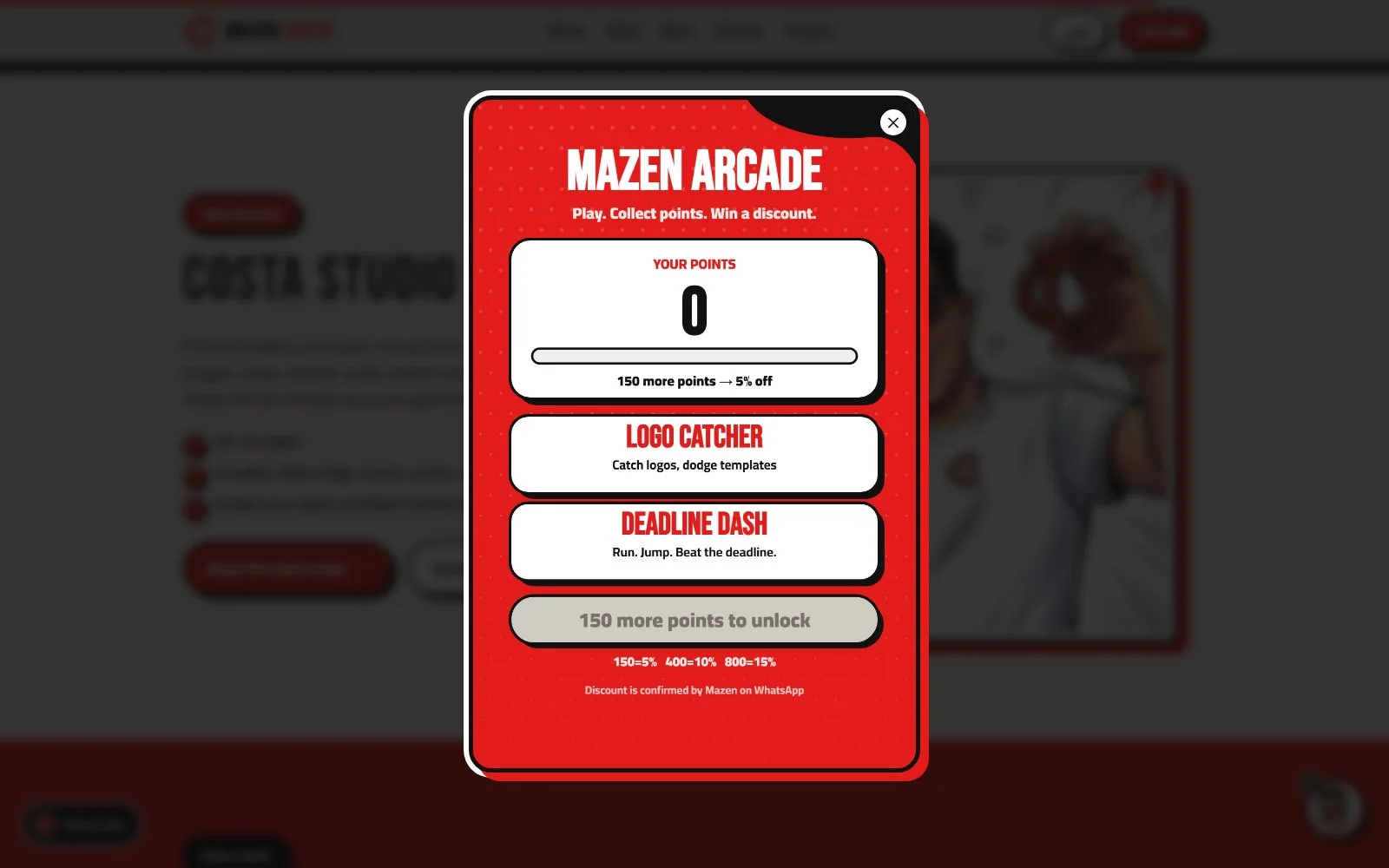Mazen Arcade: points unlock discount tiers