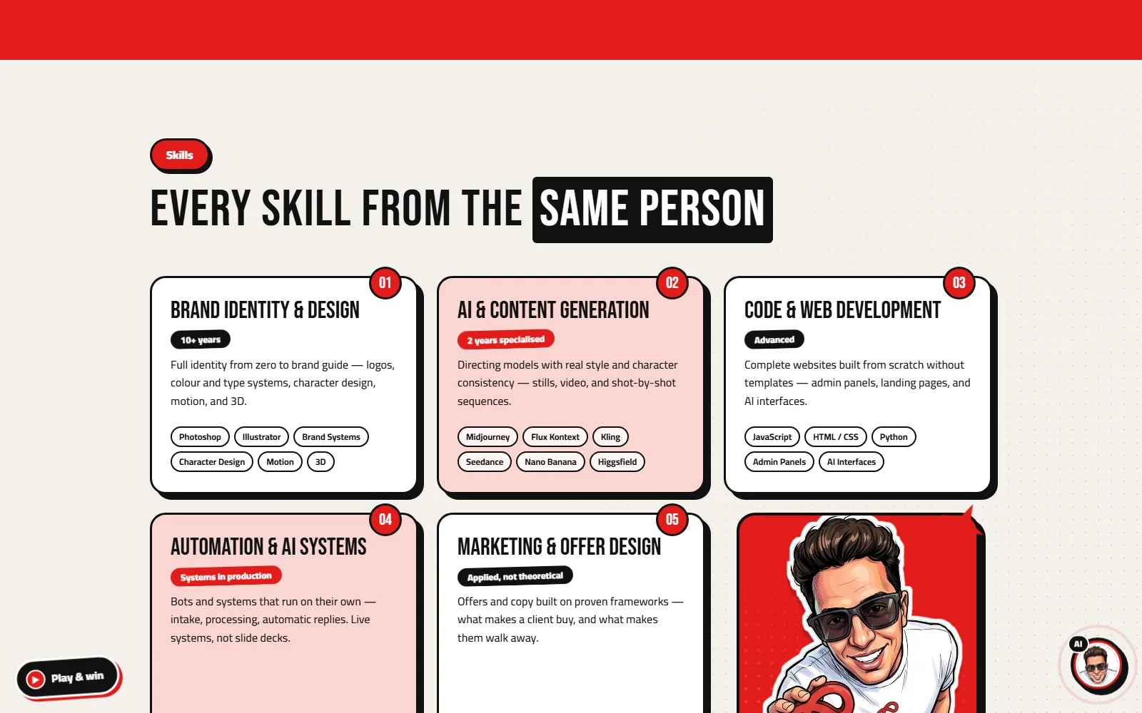 Skills: everything from the same person