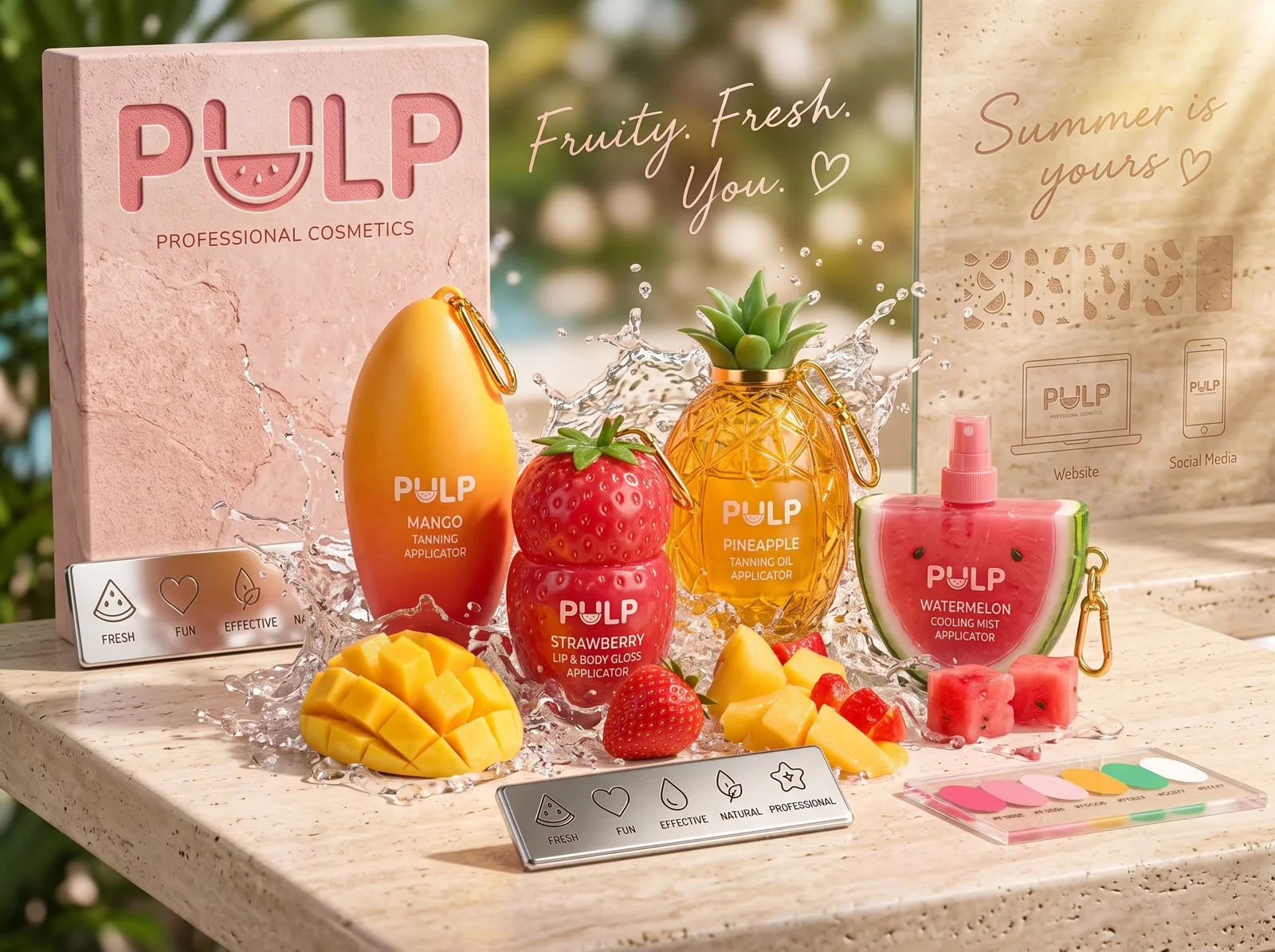 PULP product lineup styled with brand book and social media mockups
