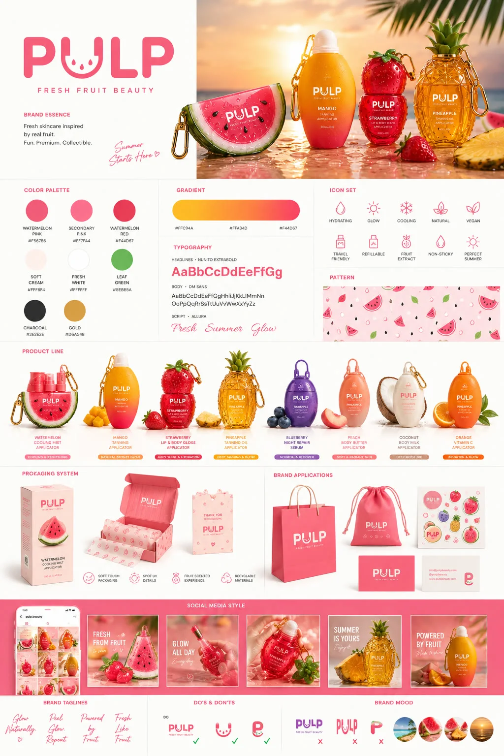 PULP fresh fruit beauty product lineup