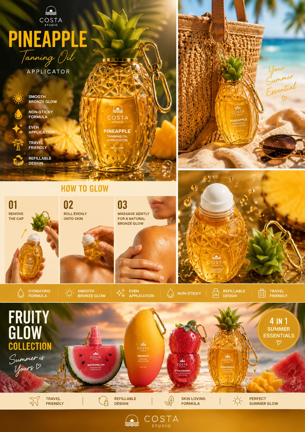 PULP pineapple tanning oil ad campaign