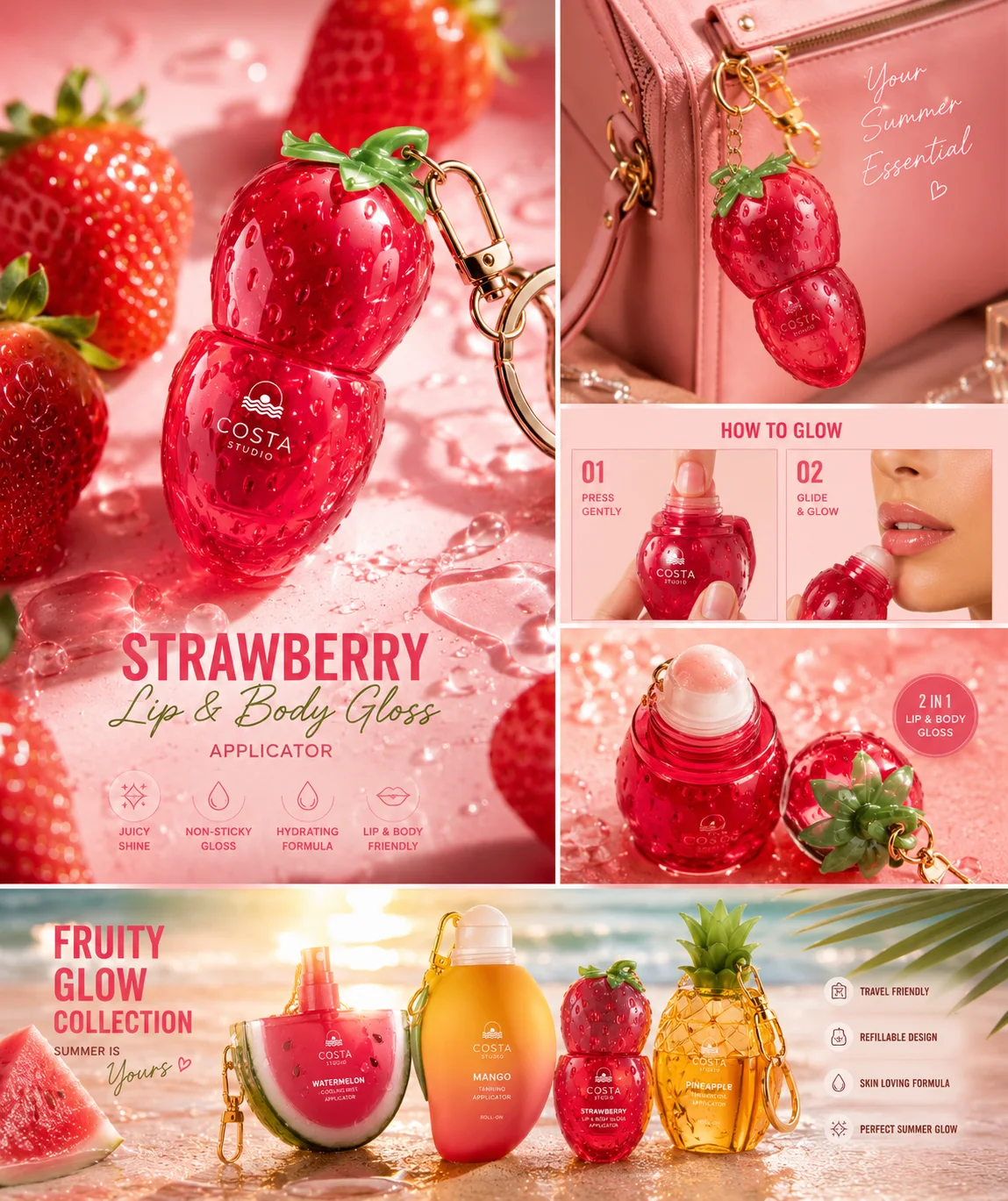 PULP strawberry lip and body gloss ad campaign